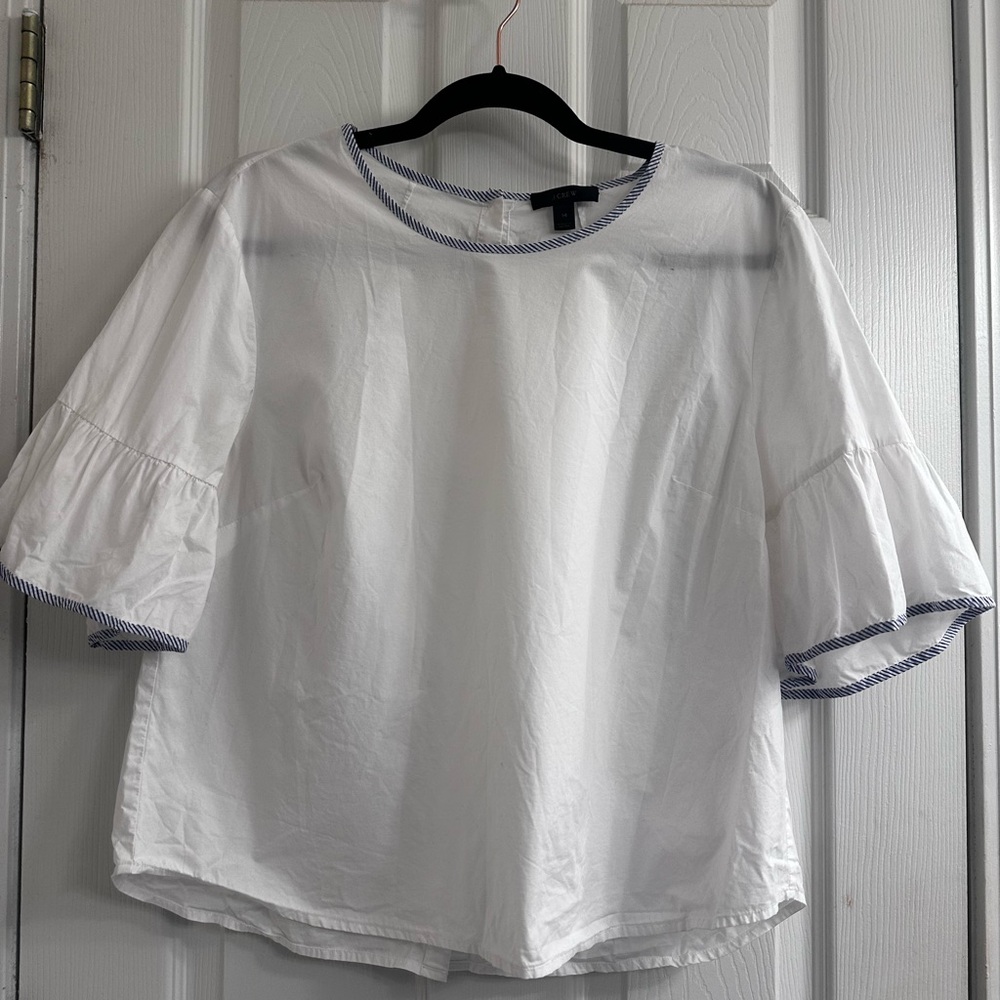 J. Crew White Puff Sleeve Blouse Relaxed Fit